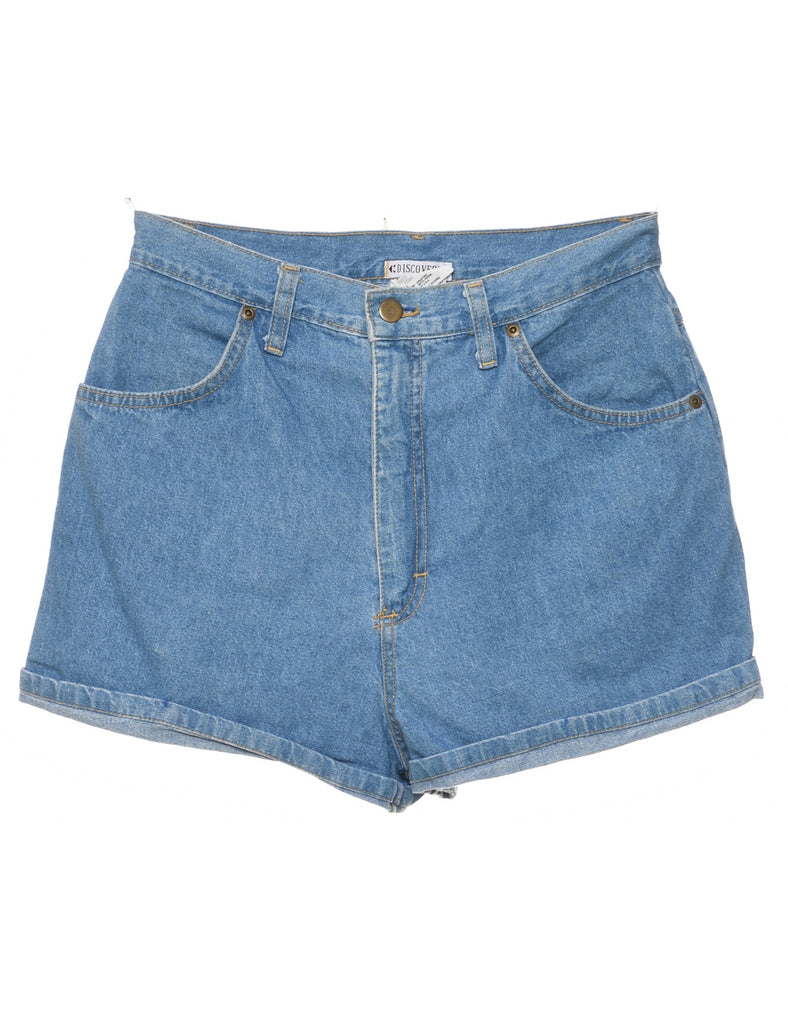 Light Wash Rolled Hem Denim Shorts - W27 L2