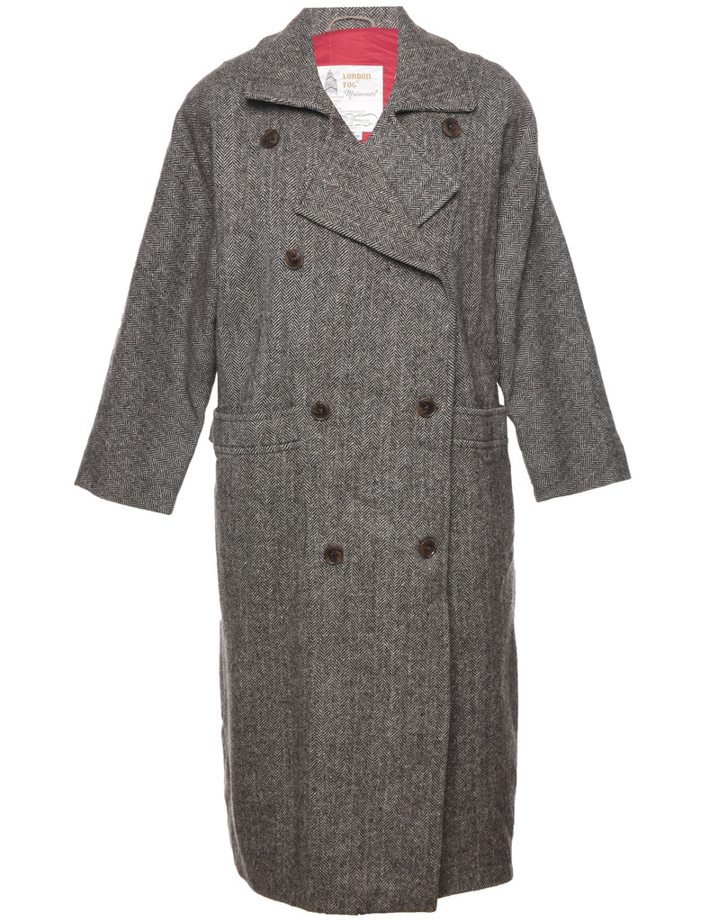 London Fog Herringbone Tweed Wool Coat - XL