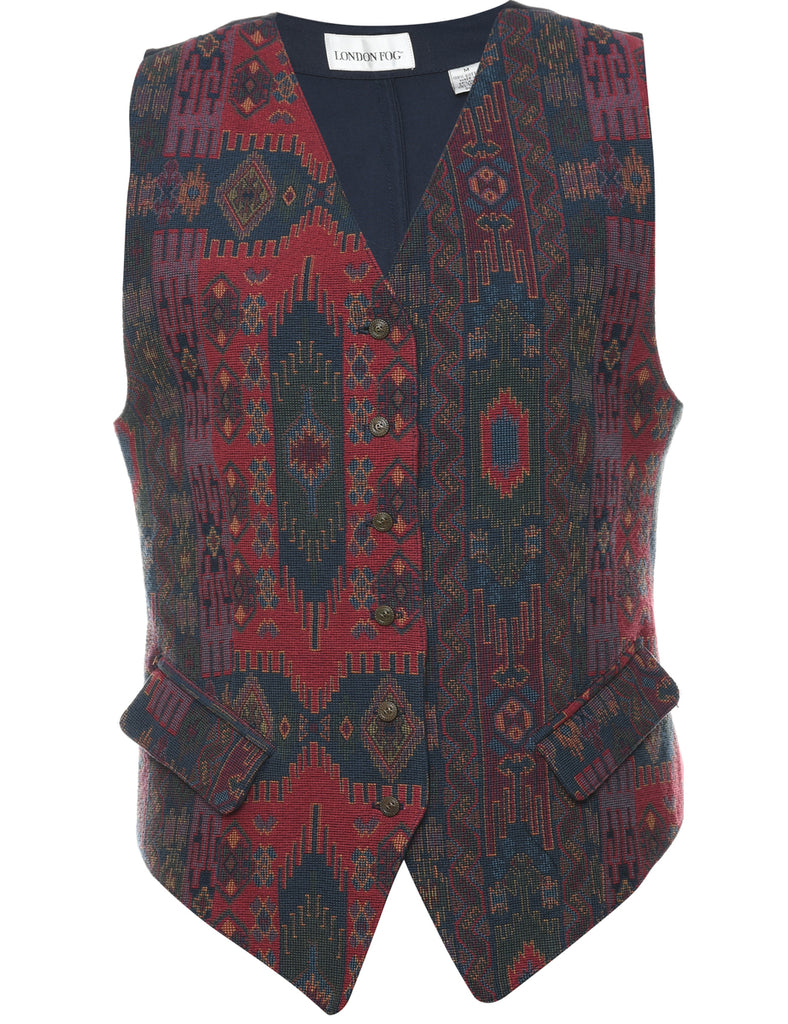 London Fog Ikat Pattern Multi-Colour Waistcoat - M