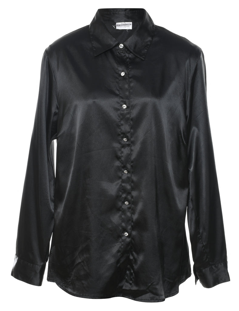 Long Sleeved Black Shiny Long Sleeve Shirt - XL