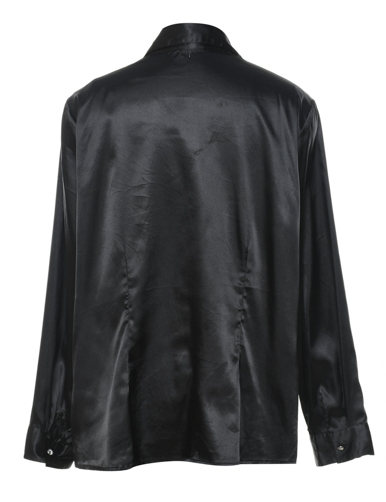 Long Sleeved Black Shiny Long Sleeve Shirt - XL