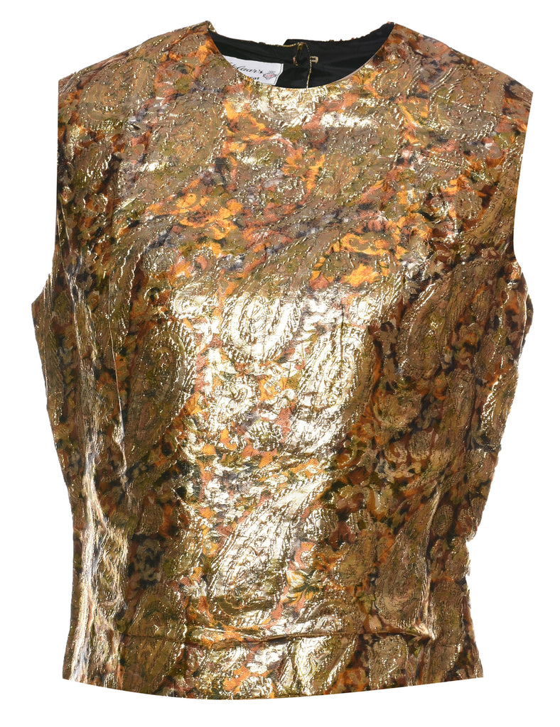 Lurex Paisley Print Evening Top - M