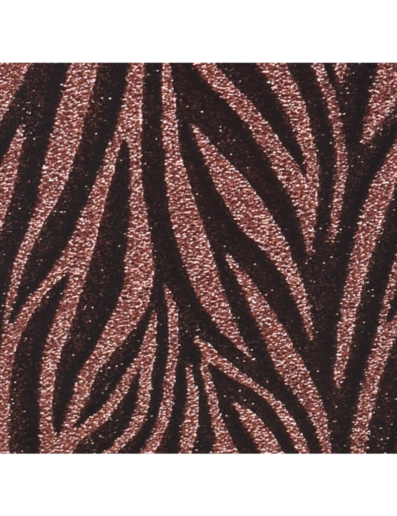 Lurex Thread Pattern Black & Brown Zebra Print Sparkly Evening Dress - S