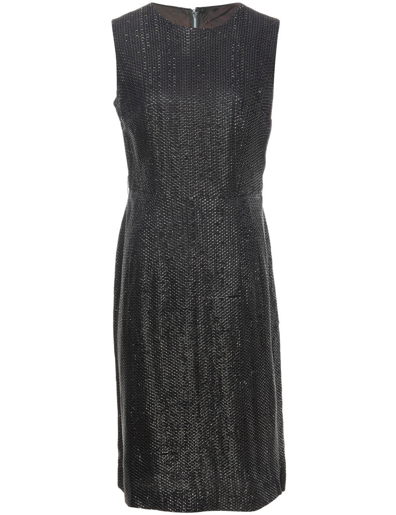 Lurex Thread Pattern Black & Silver Dress - L