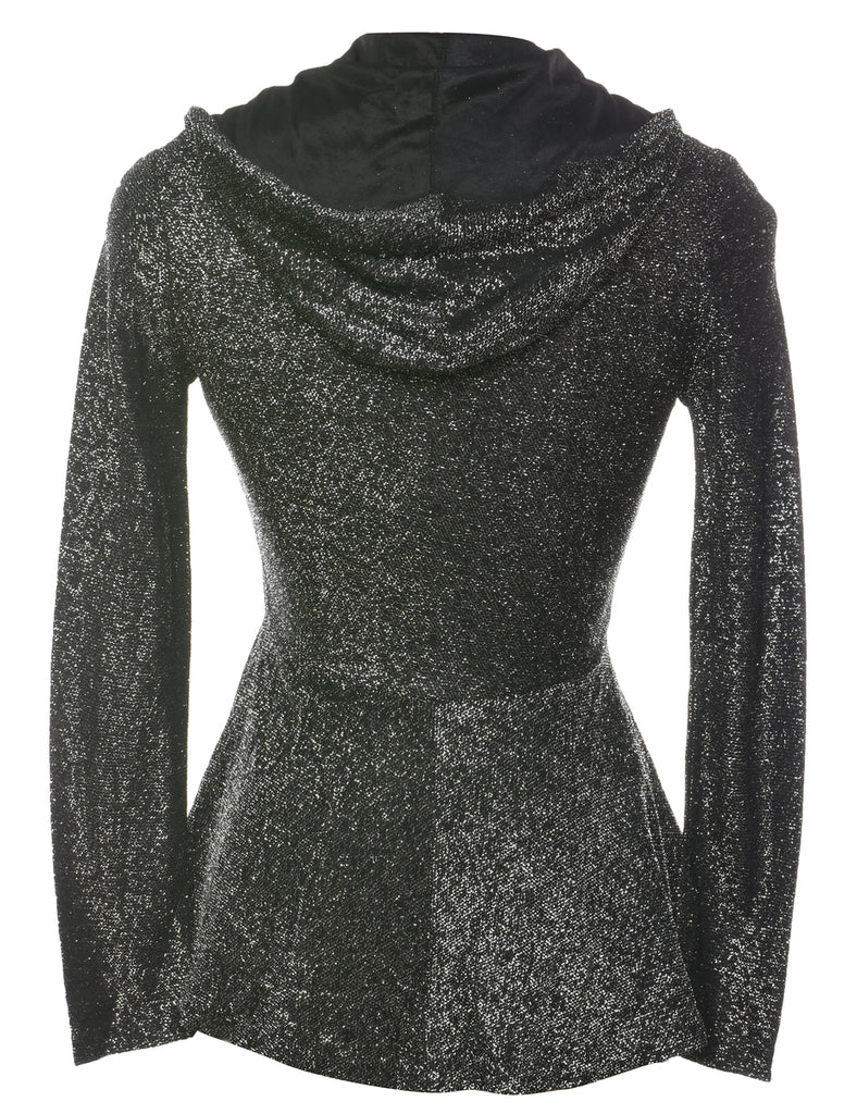 Lurex Thread Pattern Black & Silver Evening Jacket - XS