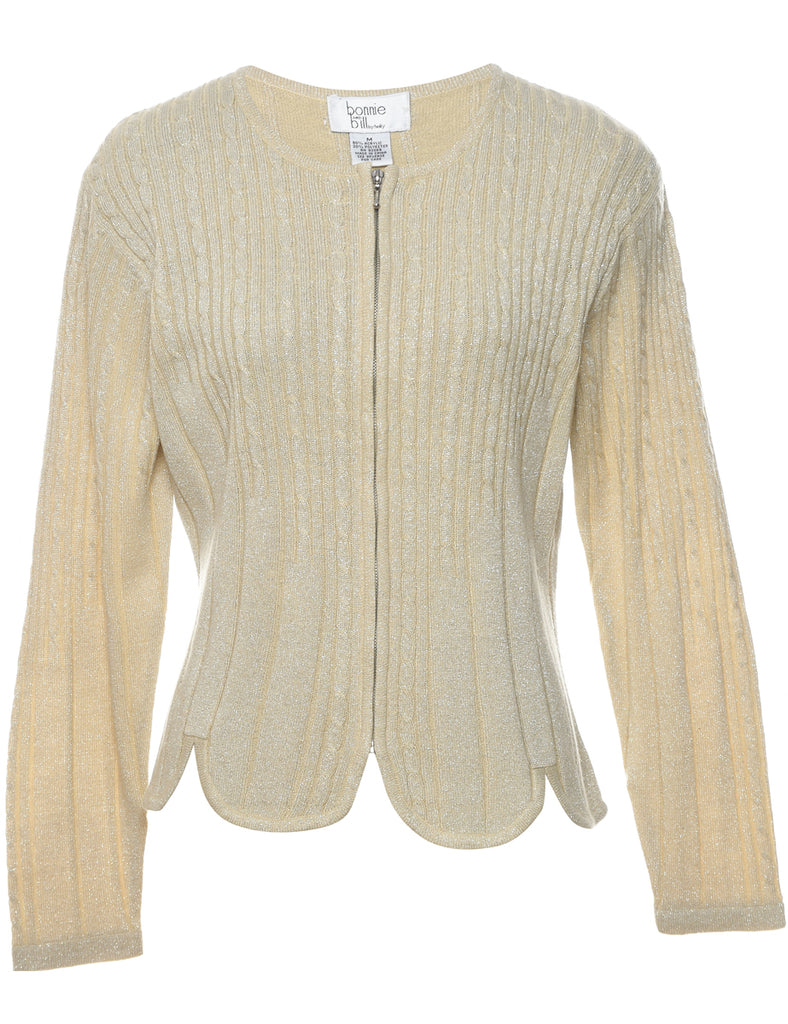 Lurex Thread Pattern Cardigan - M