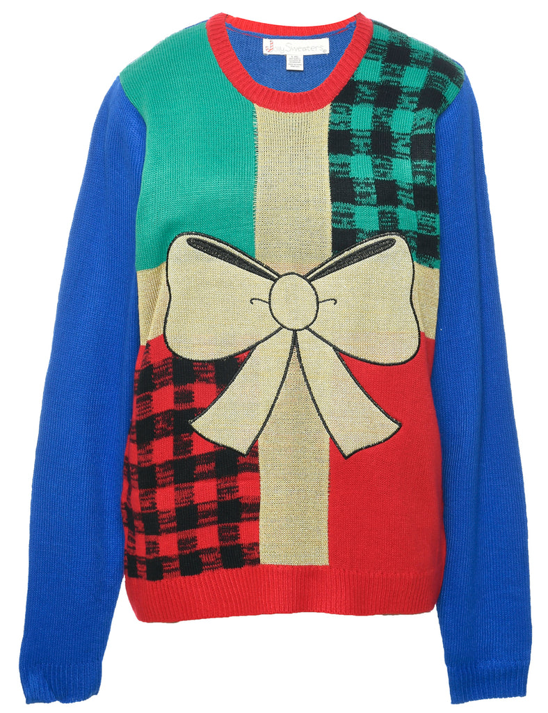 Lurex Thread Pattern Christmas Jumper - L