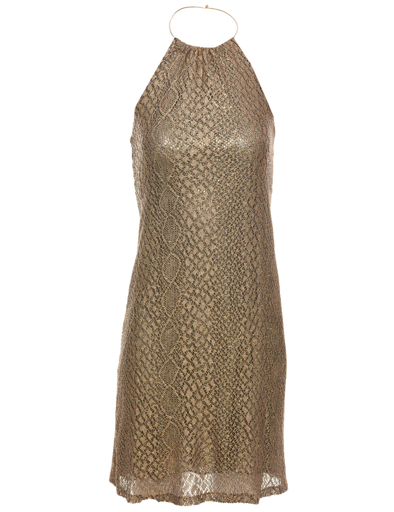 Lurex Thread Pattern Evening Dress - XS