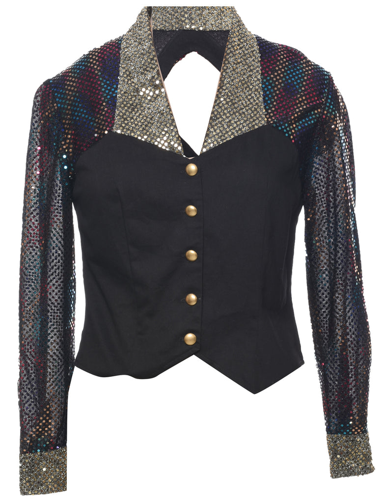 Lurex Thread Pattern Evening Jacket - M