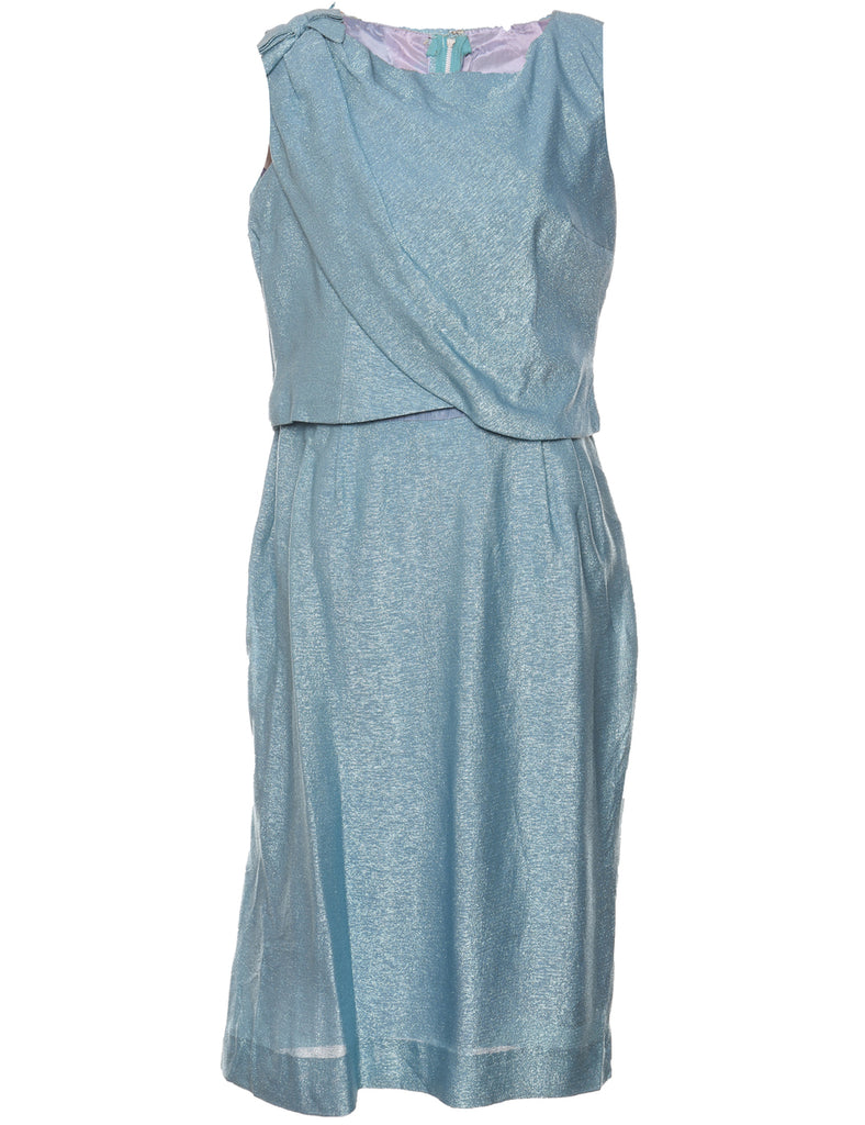 Lurex Thread Pattern Light Blue Sparkly Dress - L