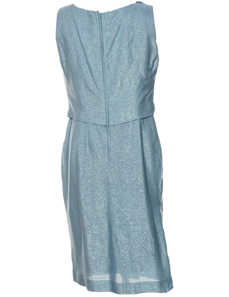 Lurex Thread Pattern Light Blue Sparkly Dress - L