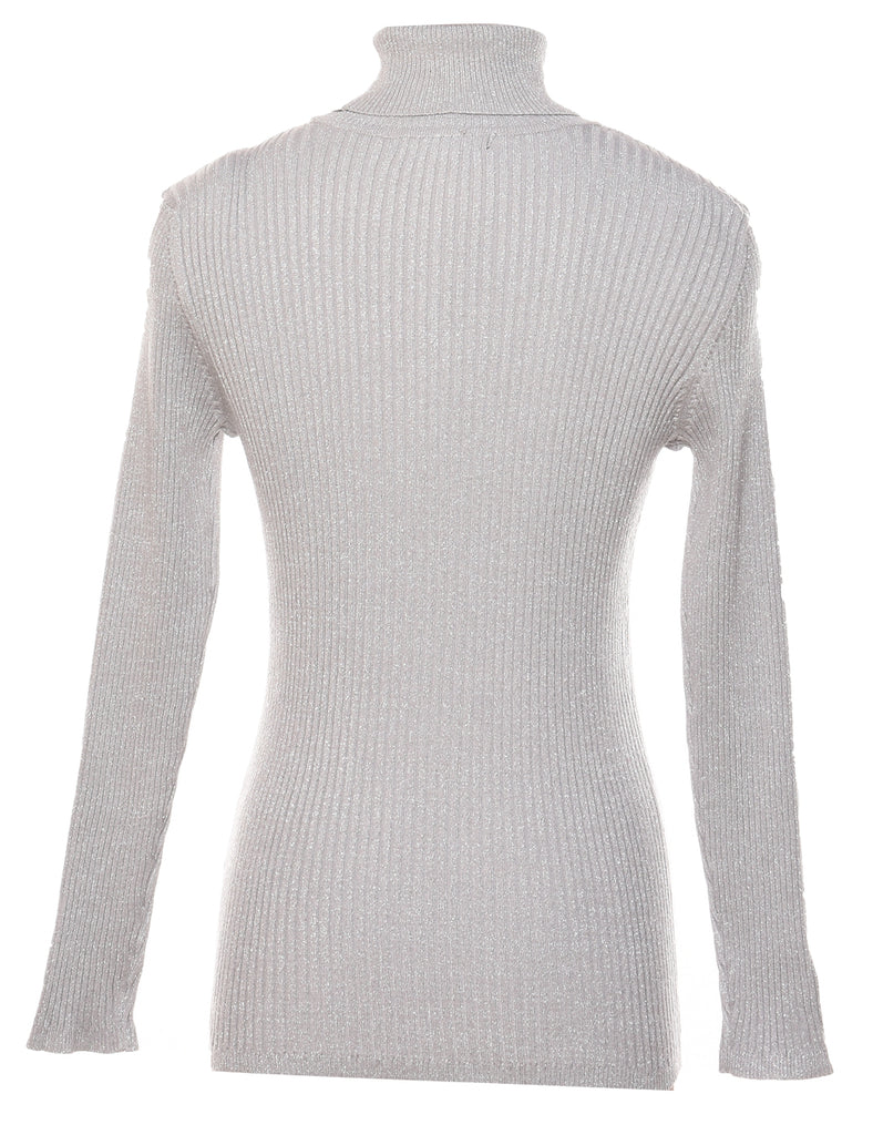 Lurex Thread Pattern Turtleneck Jumper - M