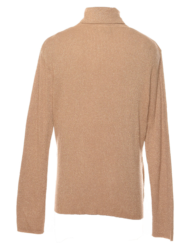 Lurex Thread Pattern Turtleneck Jumper - L