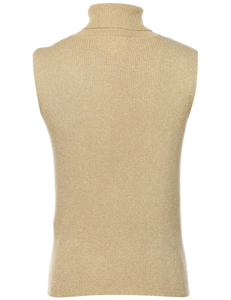 Lurex Thread Pattern Turtleneck Jumper - M