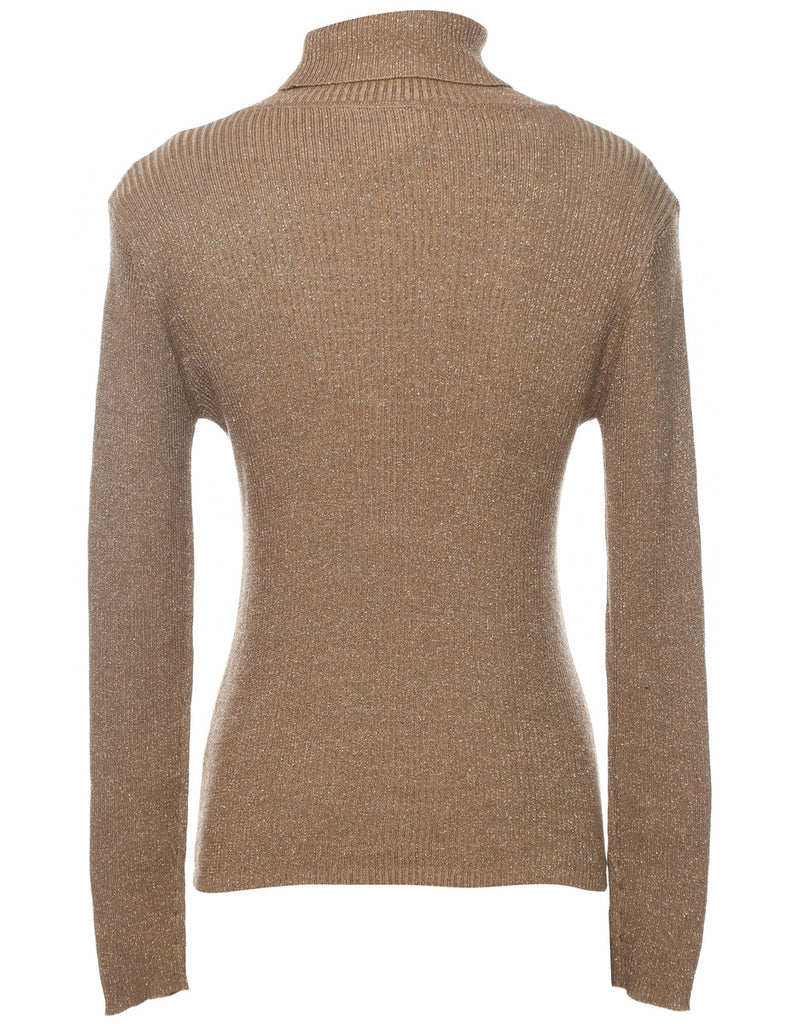 Lurex Thread Pattern Turtleneck Jumper - L