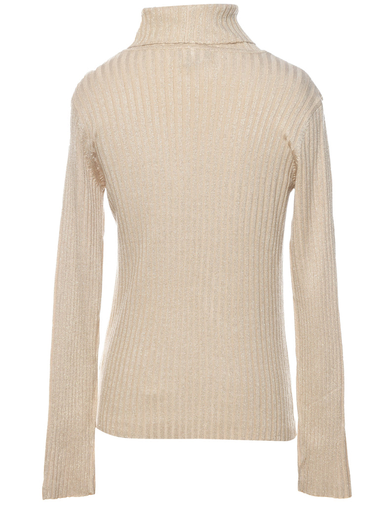 Lurex Thread Pattern Turtleneck Jumper - M