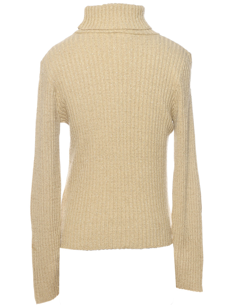 Lurex Thread Pattern Turtleneck Jumper - M