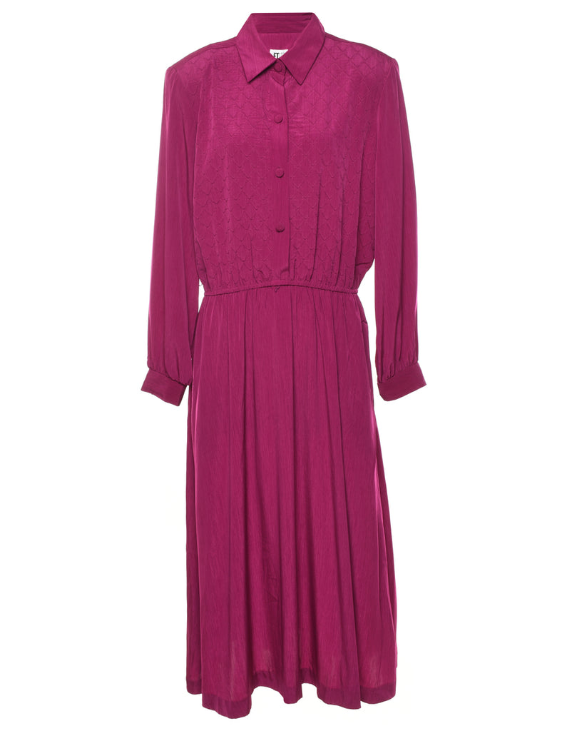 Magenta Long Sleeve Shirt Dress - L