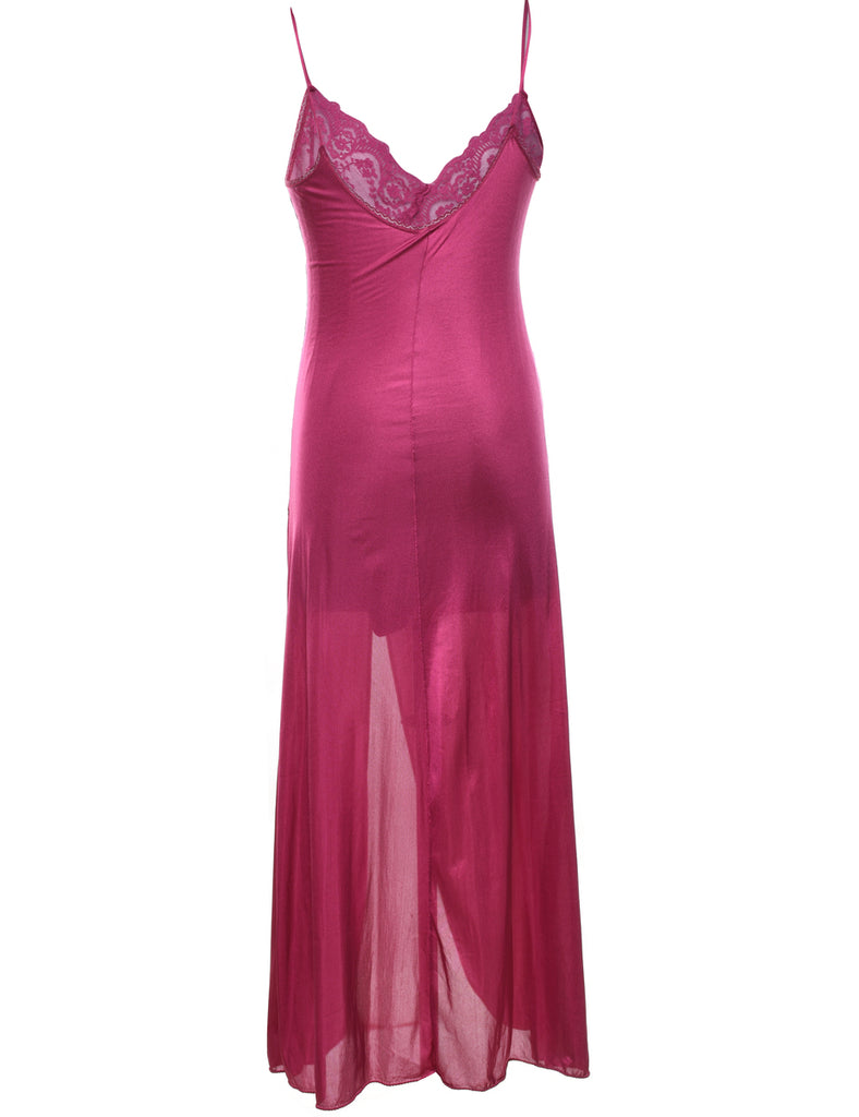 Magenta Sheer Lace Strappy Slip Dress - XS