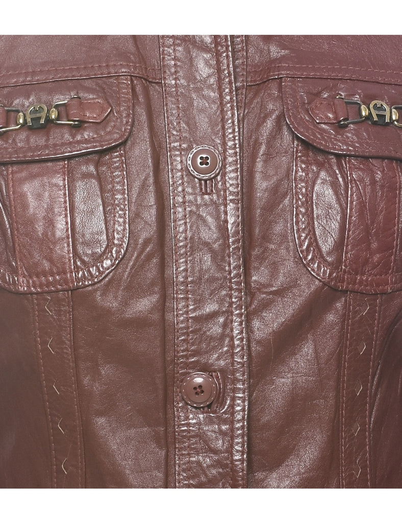 Maroon 1970s Leather Jacket - S