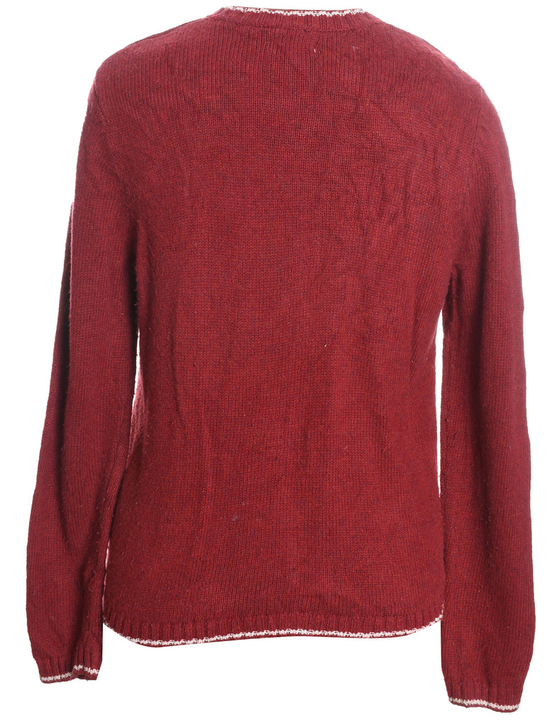 Maroon Christmas Cardigan - M