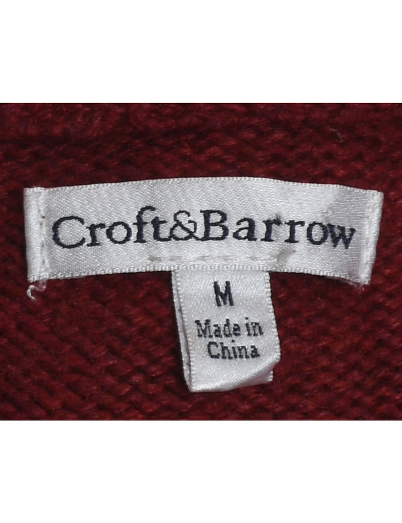 Maroon Christmas Cardigan - M