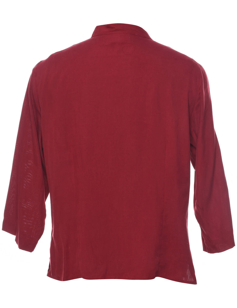 Maroon Classic Silk Blouse - M