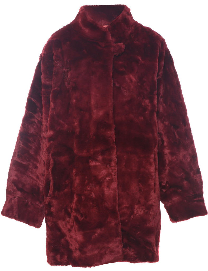 Maroon Faux Fur Coat - XXL