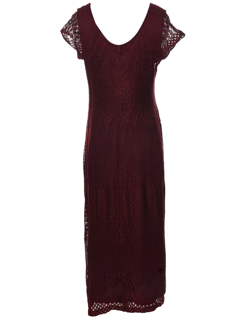 Maroon Lace Evening Dress - M