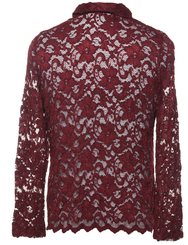 Maroon Lace Shirt - M