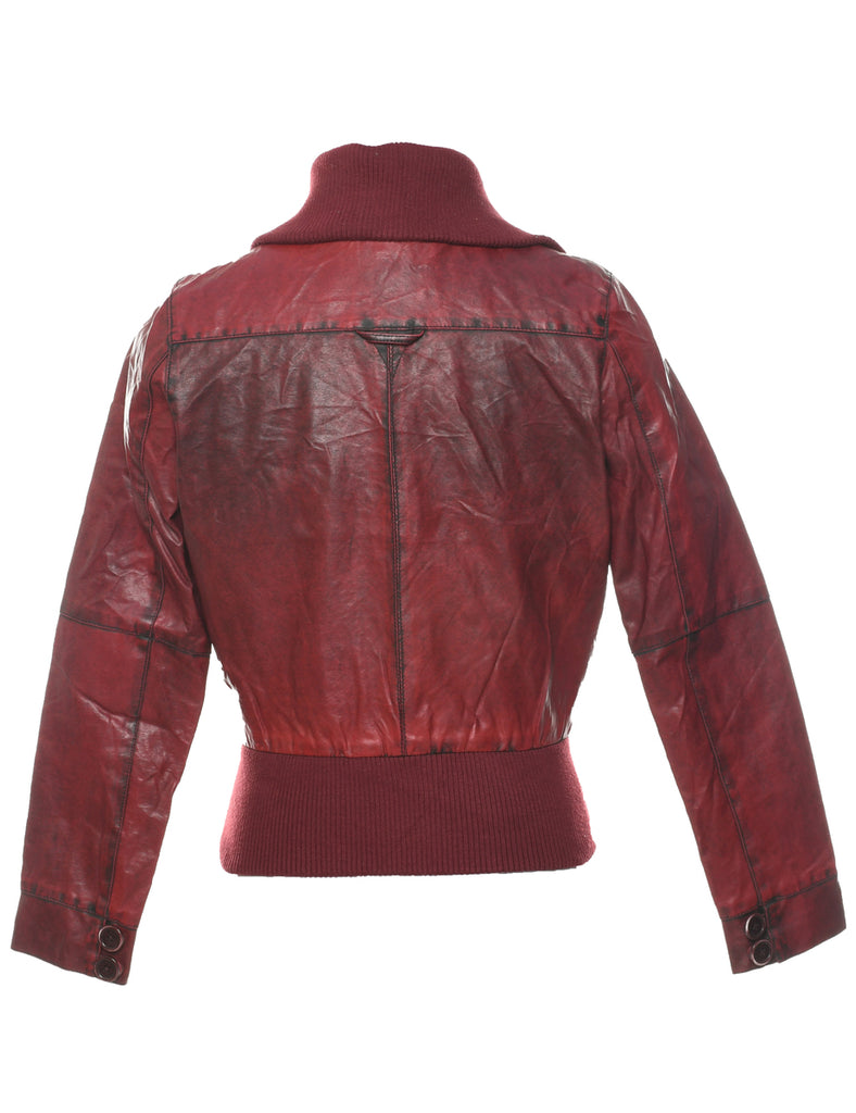 Maroon Leather Jacket - M