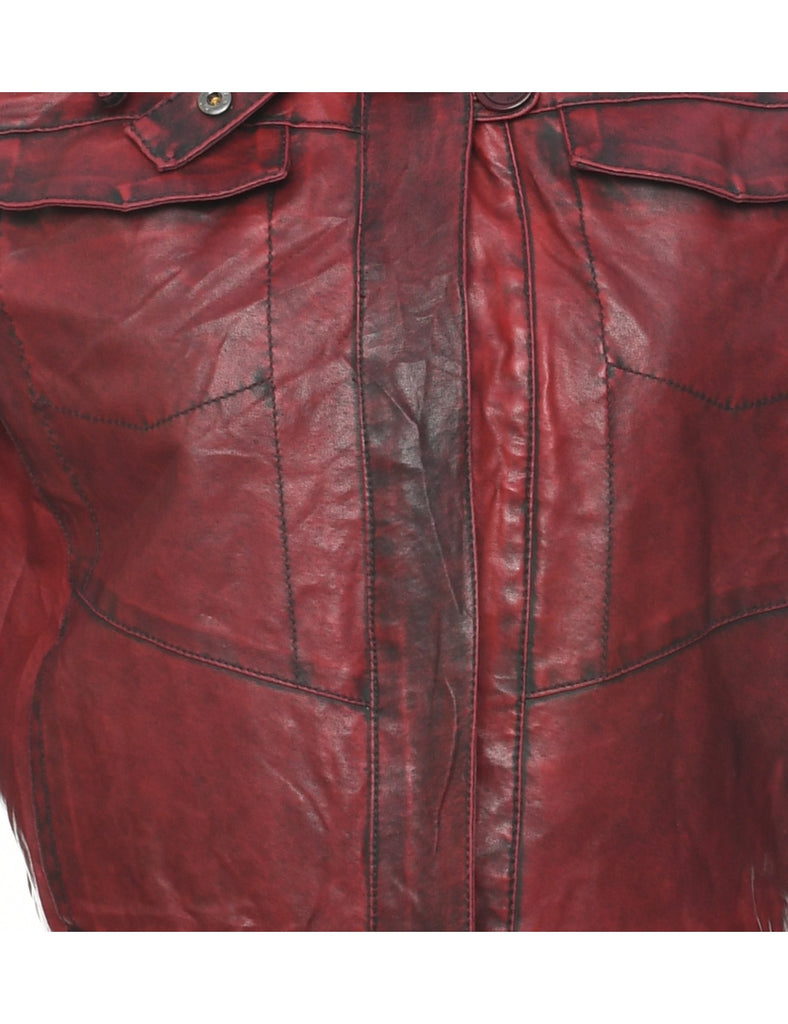 Maroon Leather Jacket - M