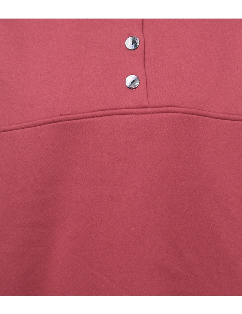 Maroon & Navy Collar Detail Plain Sweatshirt - L