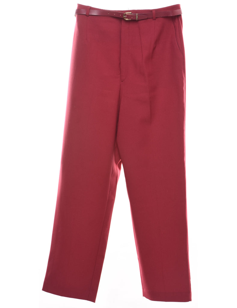 Maroon Tapered Belt Fasten Trousers - W30 L31