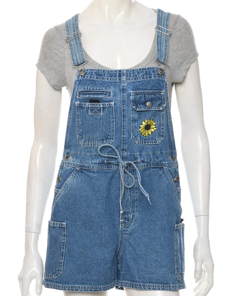 Medium Wash Cropped Dungarees - W33 L3