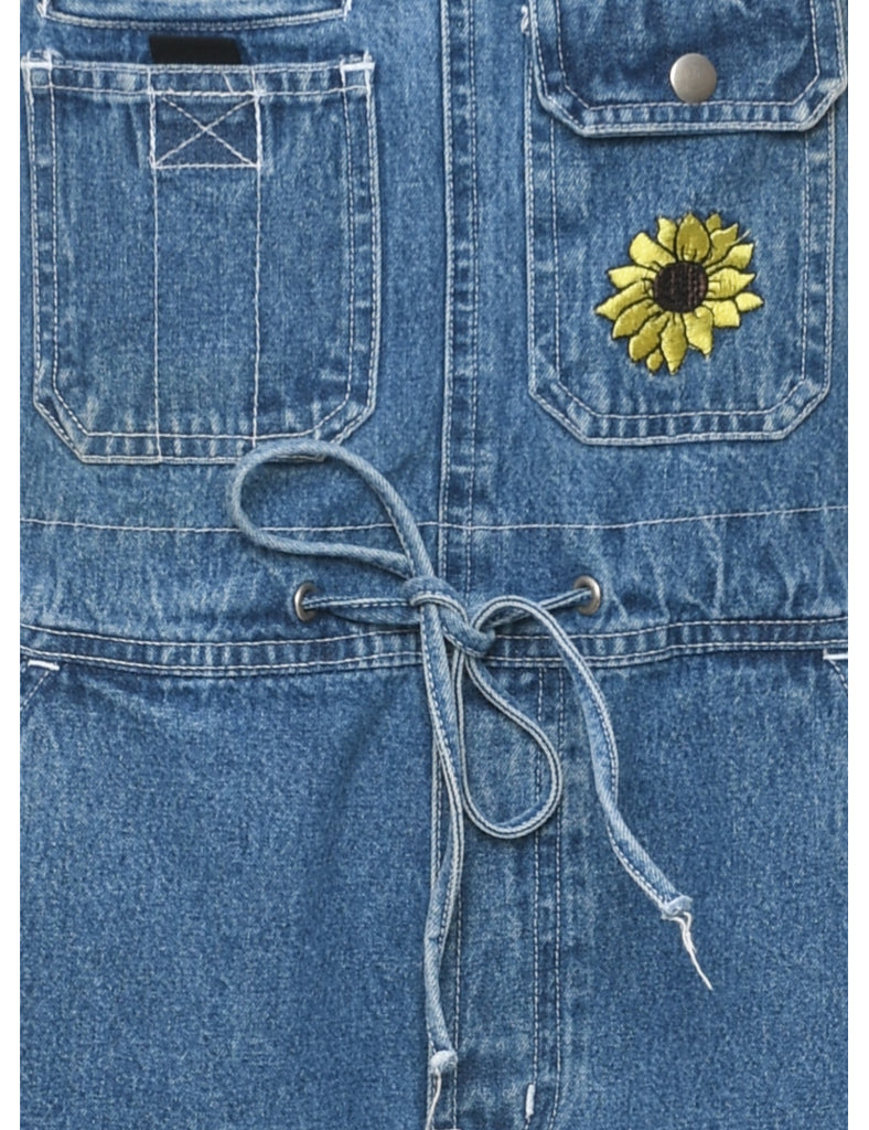 Medium Wash Cropped Dungarees - W33 L3