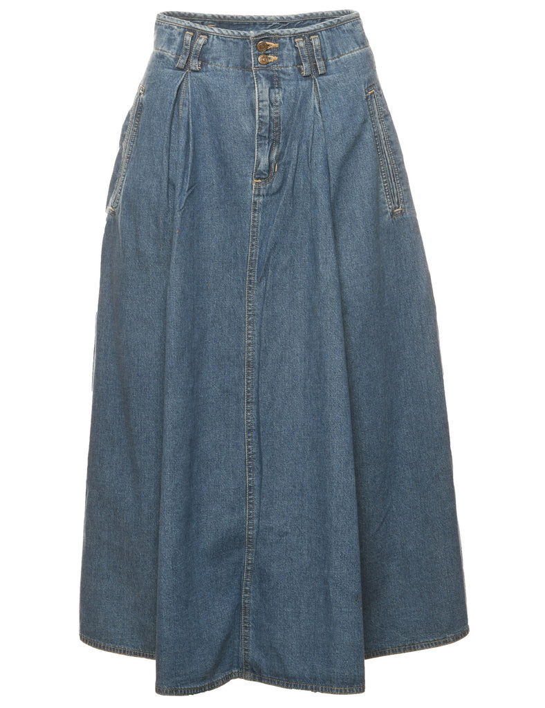 Medium Wash Denim A-line Skirt - S