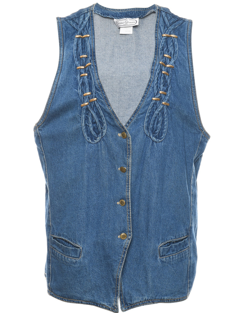 Medium Wash Denim Jacket Vest - L