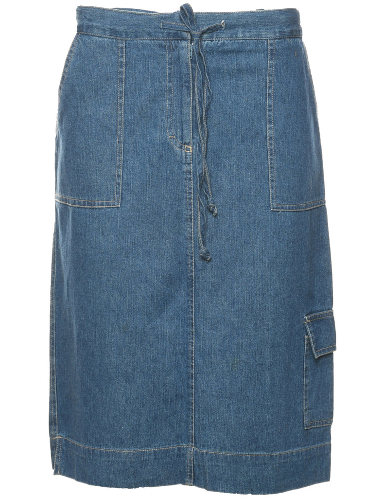 Medium Wash Denim Midi Skirt - L