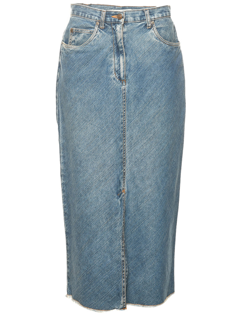 Medium Wash Denim Midi Skirt - M