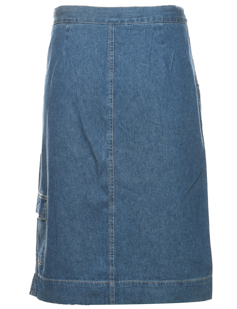 Medium Wash Denim Midi Skirt - L