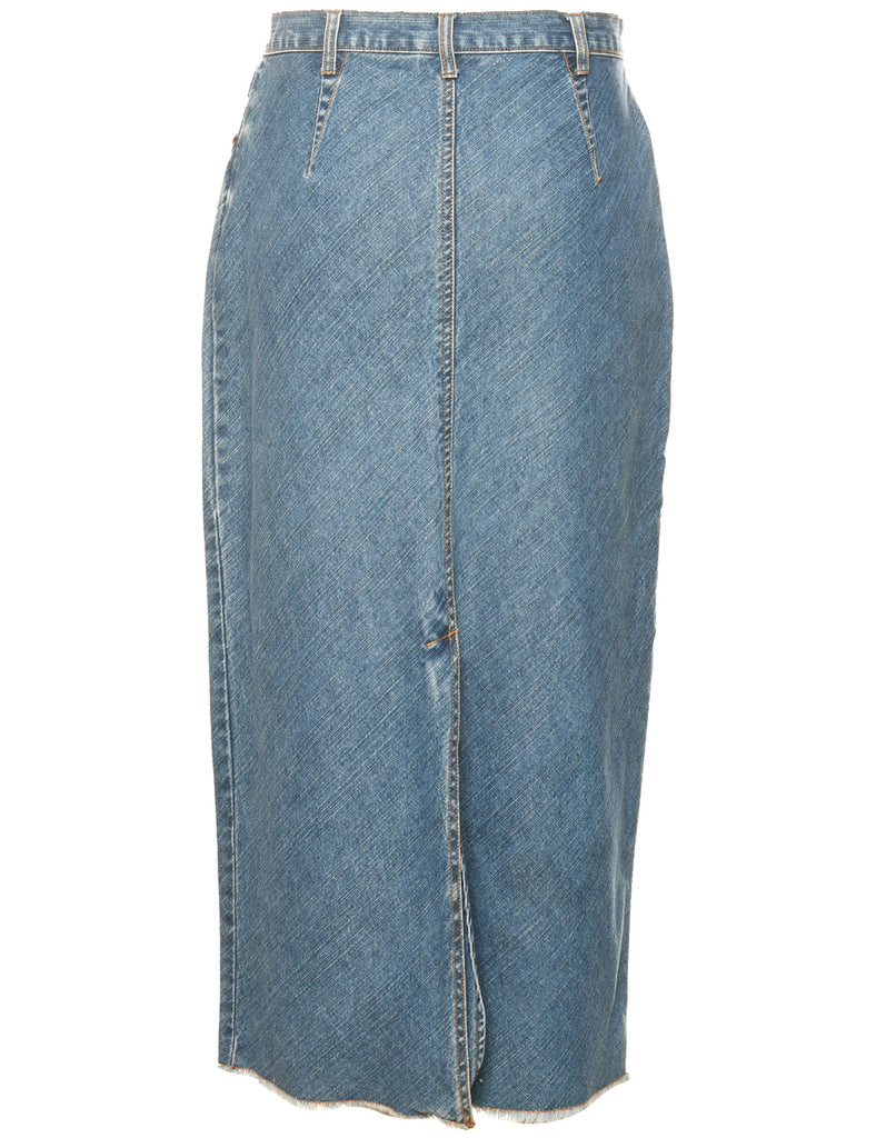 Medium Wash Denim Midi Skirt - M