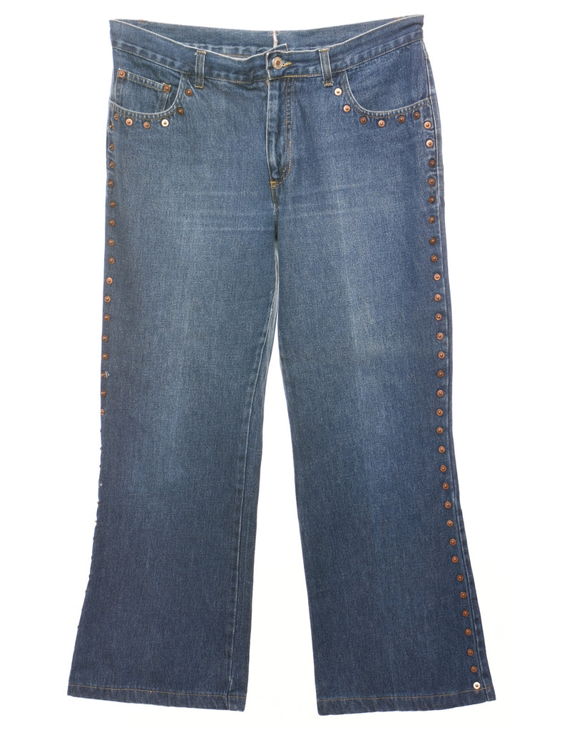 Medium Wash Embellished Bootcut Jeans - W33 L29