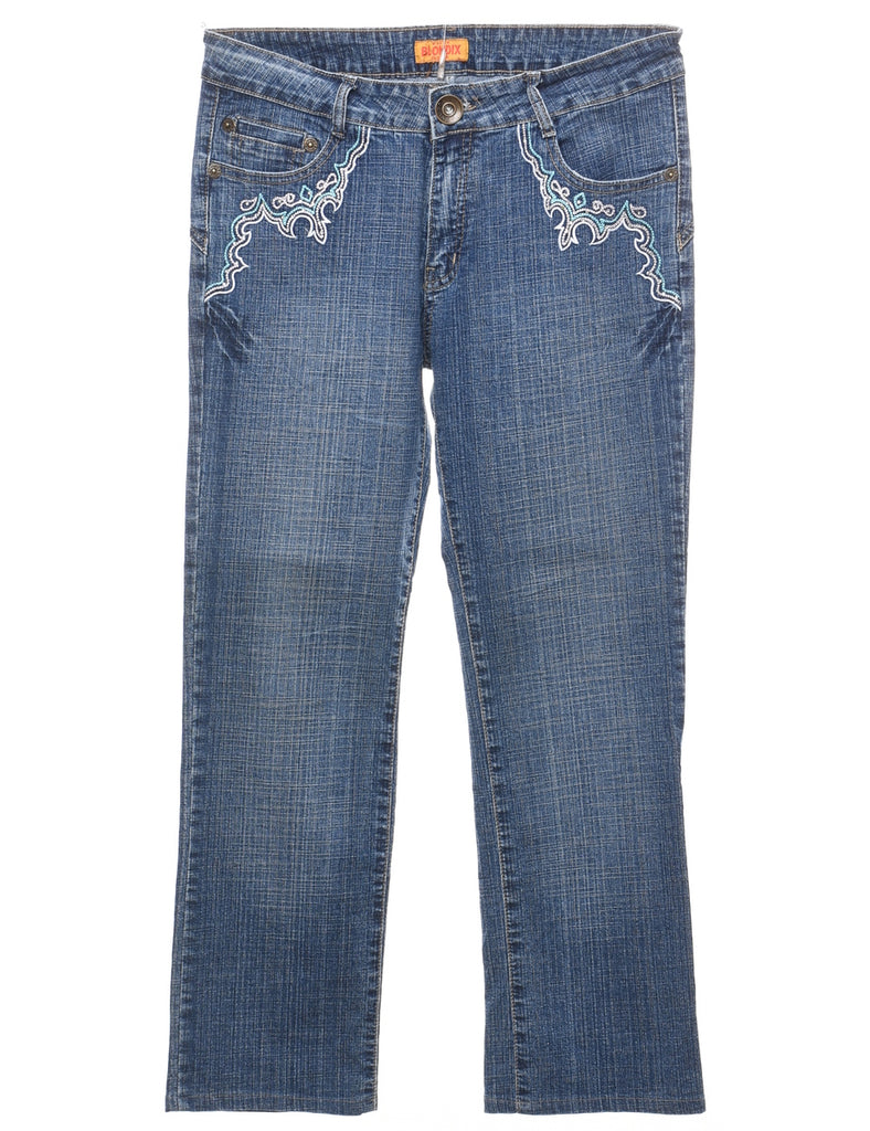 Medium Wash Embellished Y2K Jeans - W32 L26