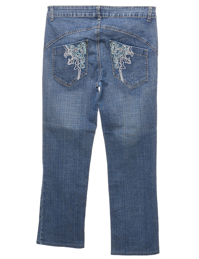 Medium Wash Embellished Y2K Jeans - W32 L26