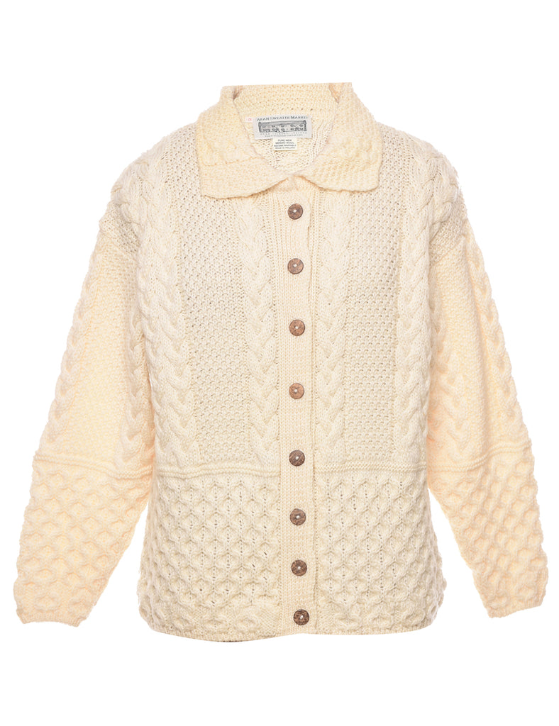 Merino Wool Cable Knit Cardigan - XS