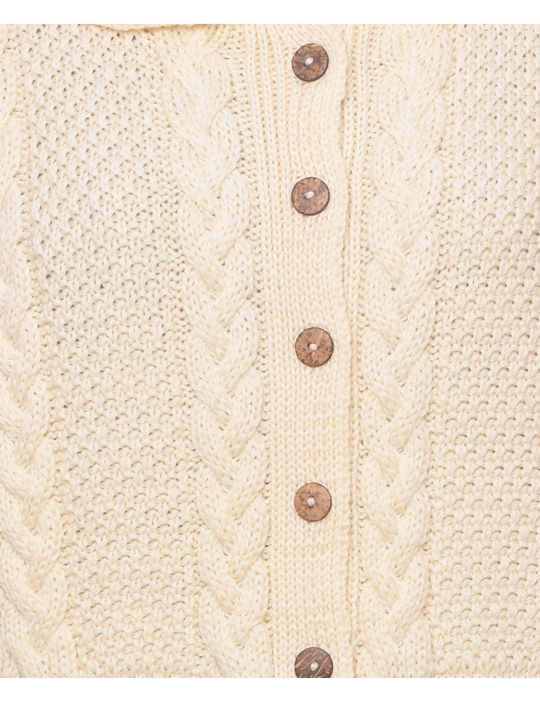 Merino Wool Cable Knit Cardigan - XS