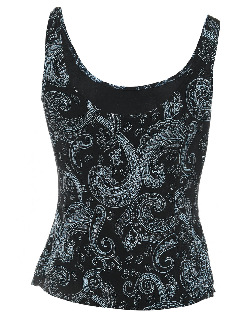 Metallic Finish Paisley Evening Top - S