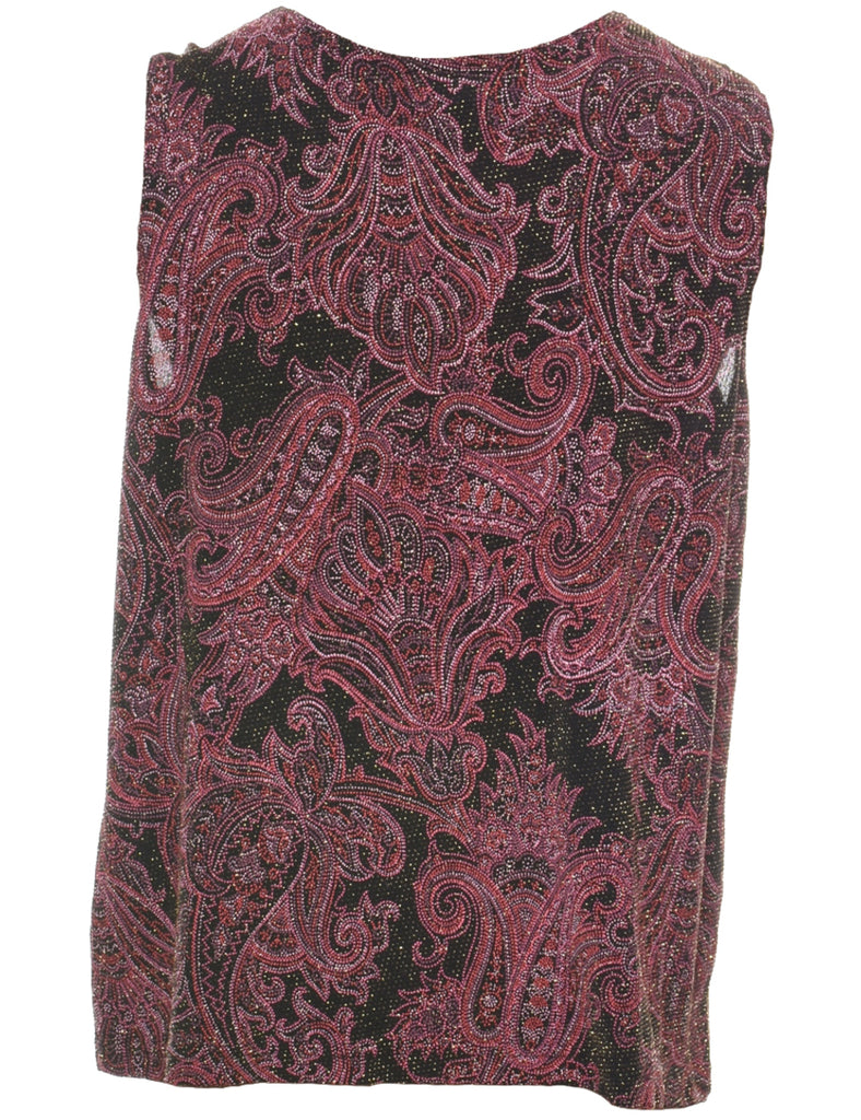 Metallic Finish Paisley Evening Top - L