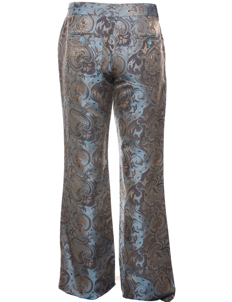 Metallic Paisley Pattern Multi-Colour Y2K Trousers - W30 L33